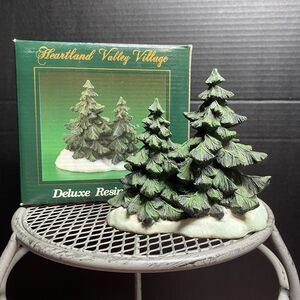 Vtg Heartland Valley O'Well Porcelain FIR TREES Christmas Village Accessory